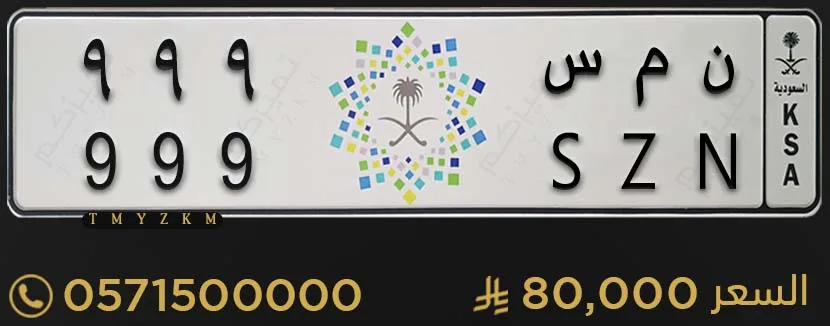 لوحة خصوصي مميزة ن م س 999 للبيع