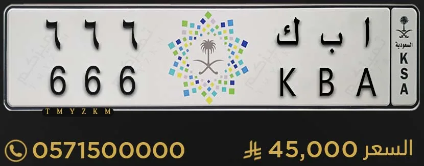 لوحة سيارة خصوصي ا ب ك 666 للبيع