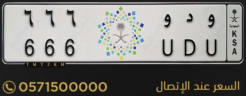 لوحة سيارة مميزة و د و 666 للبيع