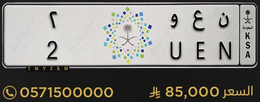 لوحة سيارة مميزة ن ع و 2 للبيع