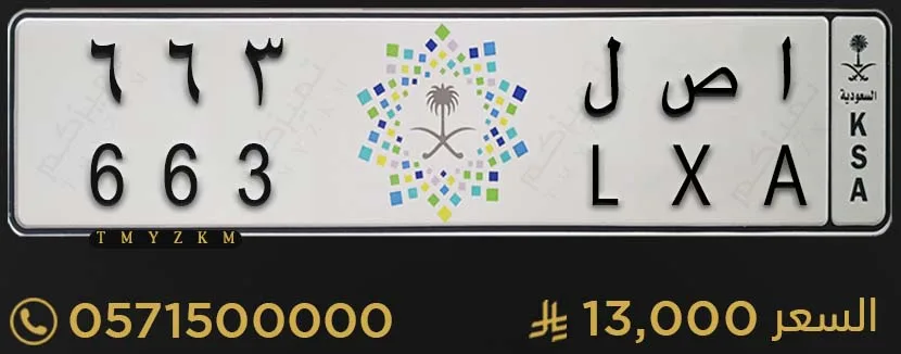 لوحة سيارة مميزة ا ص ل 663 للبيع